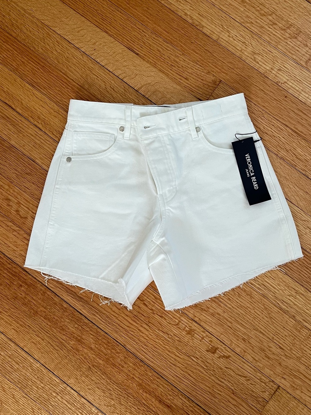 Veronica Beard Cream White Denim Cutoff Shorts